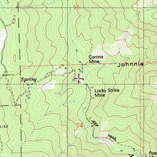 Topographic Map of Johnnie Gulch, CA