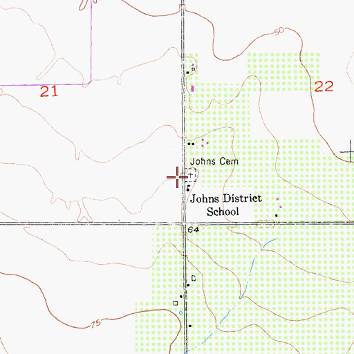 Topographic Map of Johns Cemetery, CA