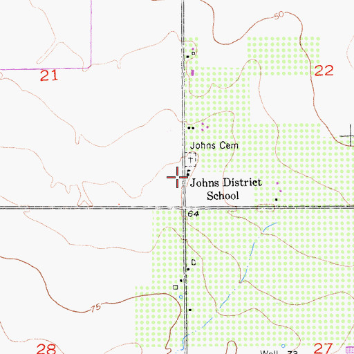 Topographic Map of Johns District School, CA