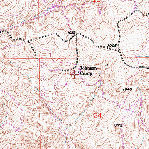 Topographic Map of Johnson Camp, CA