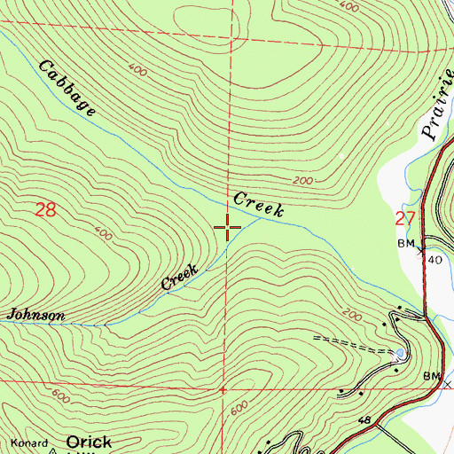 Topographic Map of Johnson Creek, CA