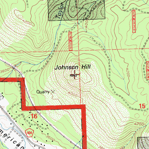 Topographic Map of Johnson Hill, CA