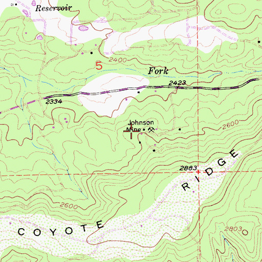 Topographic Map of Johnson Mine, CA