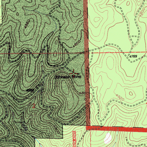 Topographic Map of Johnson Mine, CA