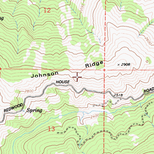 Topographic Map of Johnson Ridge, CA