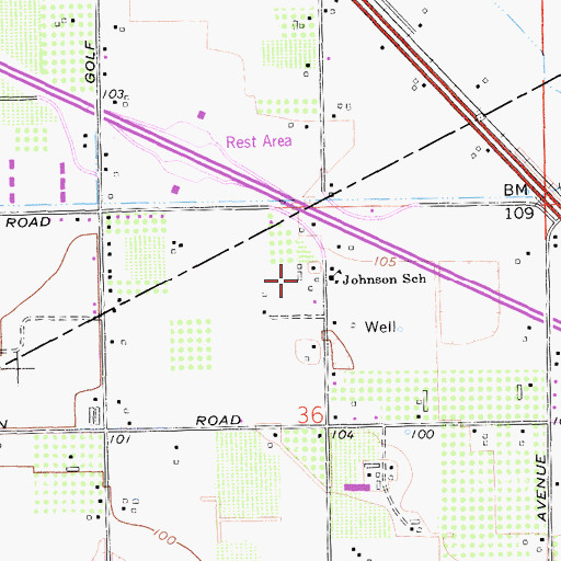 Topographic Map of Johnson School, CA