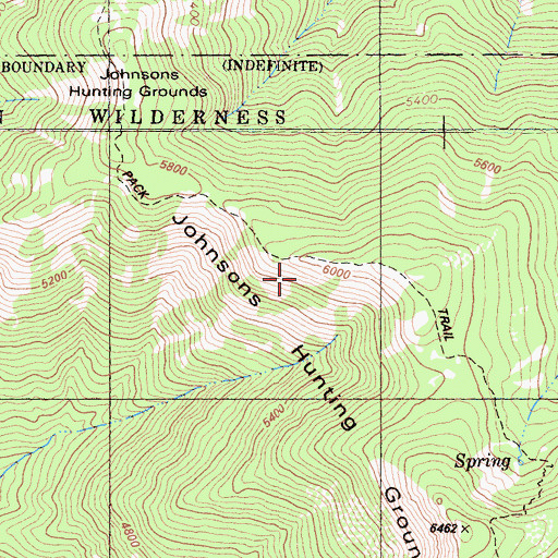 Topographic Map of Johnsons Hunting Ground, CA