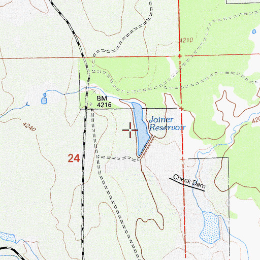 Topographic Map of Joiner Reservoir, CA