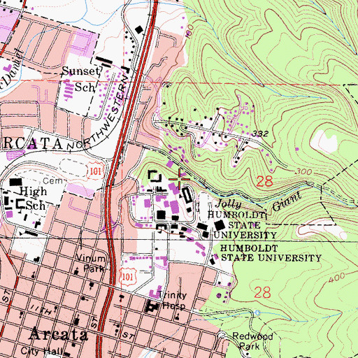 Topographic Map of Jolly Giant Creek, CA