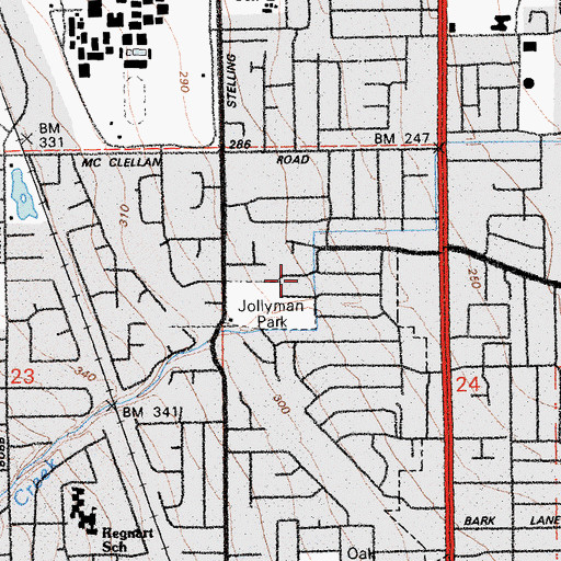 Topographic Map of Jollyman School, CA