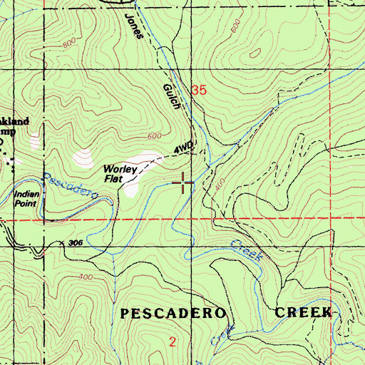 Topographic Map of Jones Gulch, CA