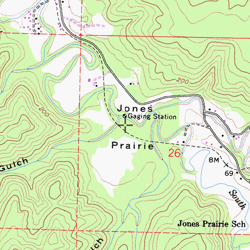 Topographic Map of Jones Prairie, CA