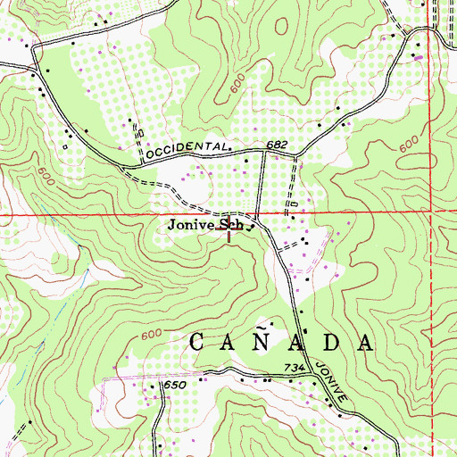 Topographic Map of Jonive School, CA