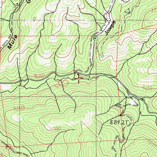 Topographic Map of Joseph Creek, CA