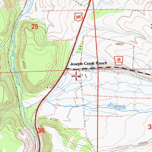 Topographic Map of Joseph Creek Ranch, CA