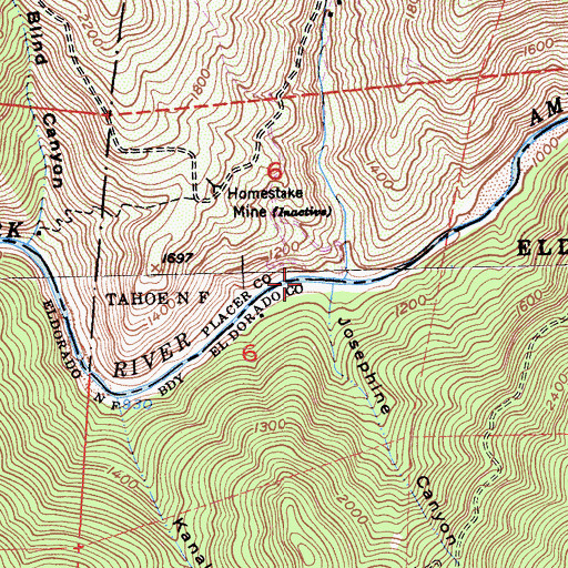 Topographic Map of Josephine Canyon, CA