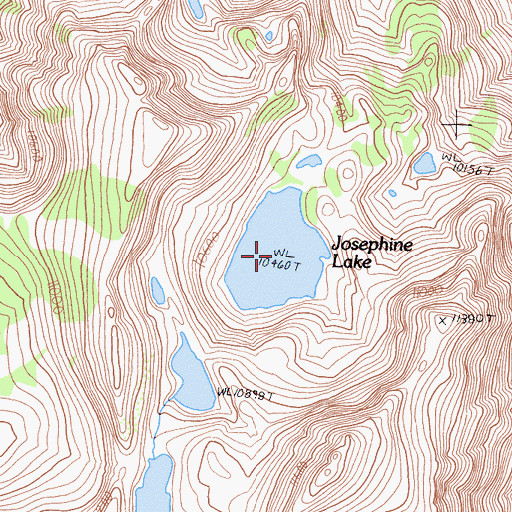 Topographic Map of Josephine Lake, CA