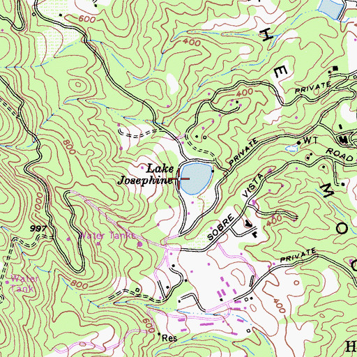 Topographic Map of Lake Josephine, CA