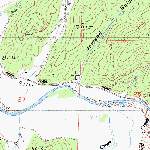 Topographic Map of Joyland Gulch, CA