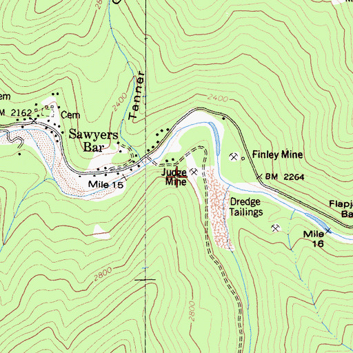 Topographic Map of Judge Mine, CA