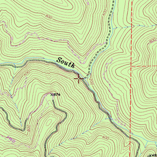 Topographic Map of Julias Creek, CA