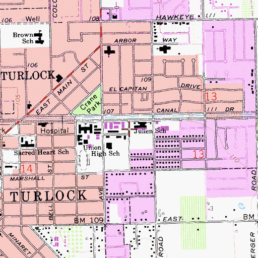 Topographic Map of Julien Elementary School, CA