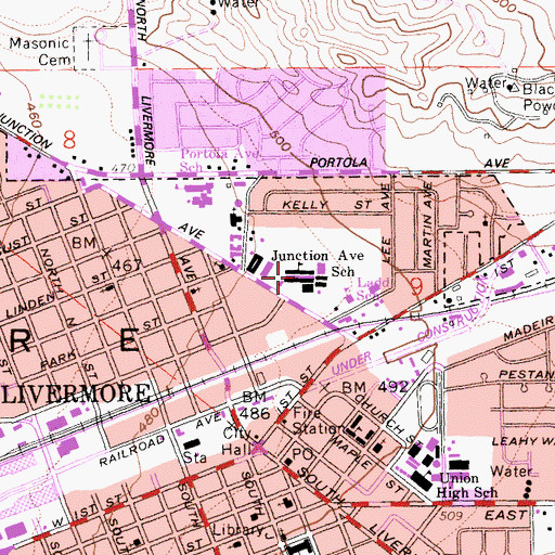 Topographic Map of Junction Avenue K8 School, CA