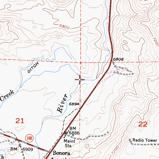Topographic Map of Junction Creek, CA