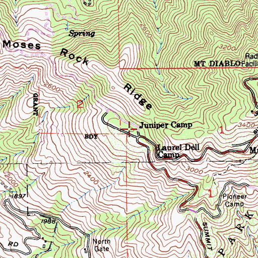 Topographic Map of Juniper Camp, CA