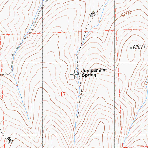 Topographic Map of Juniper Jim Spring, CA