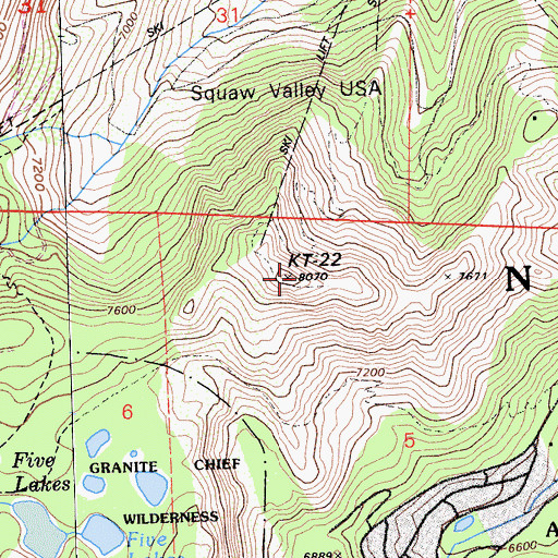 Topographic Map of KT-22, CA