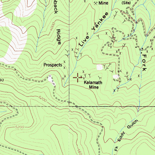 Topographic Map of Kalamath Mine, CA
