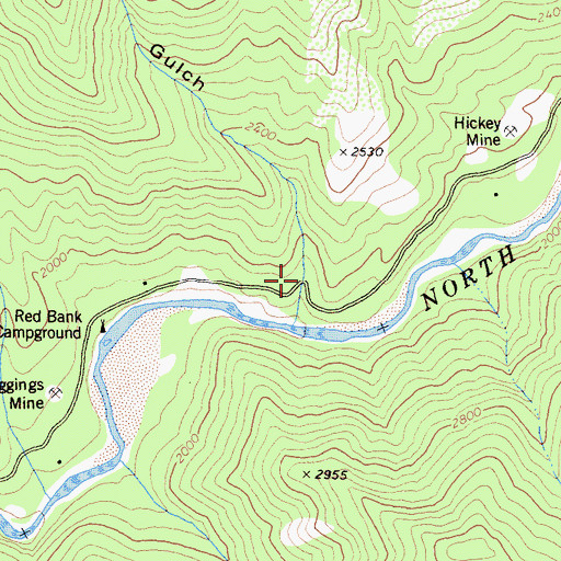 Topographic Map of Kanaka Gulch, CA