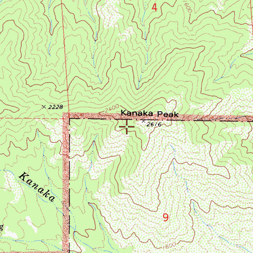 Topographic Map of Kanaka Peak, CA
