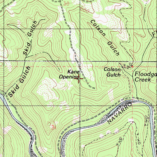 Topographic Map of Kane Opening, CA