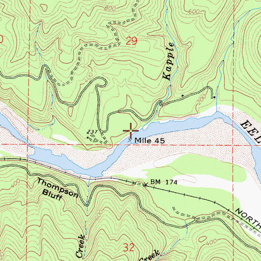 Topographic Map of Kapple Creek, CA