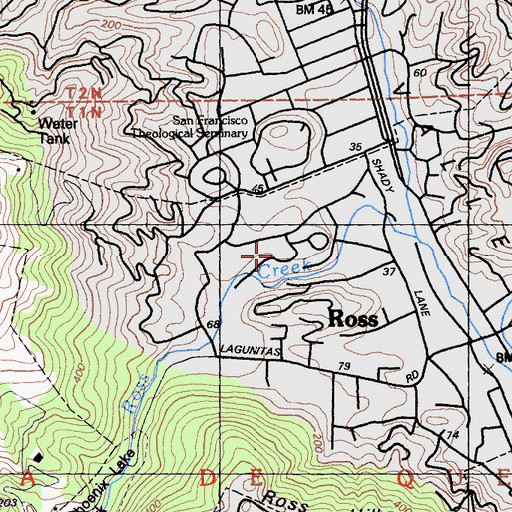 Topographic Map of The Branson School, CA