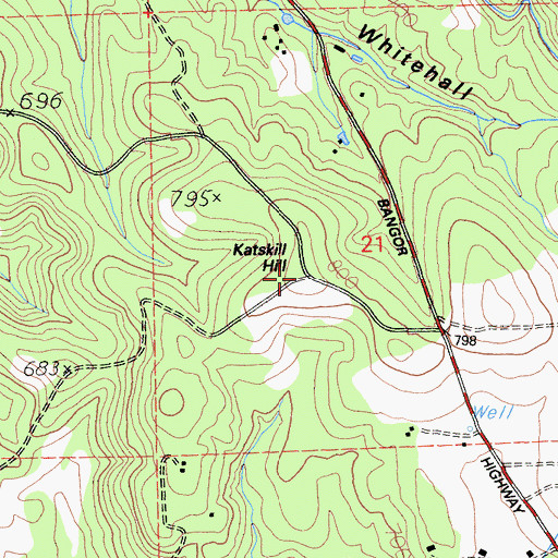 Topographic Map of Katskill Hill, CA