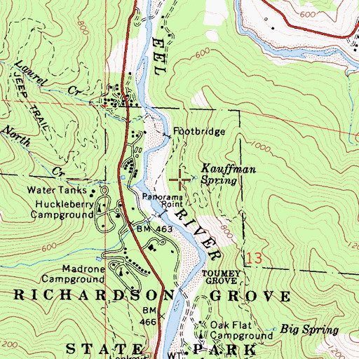 Topographic Map of Kauffman Spring, CA