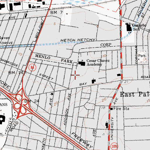 Topographic Map of Kavanaugh School, CA