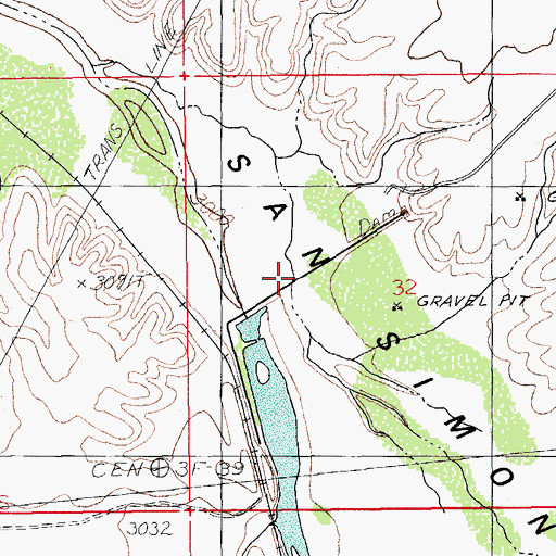 Topographic Map of Sam Simon Barrier Structure Dam, AZ