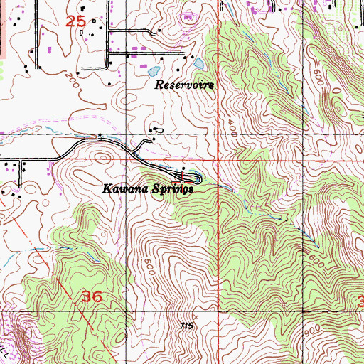 Topographic Map of Kawana Springs, CA