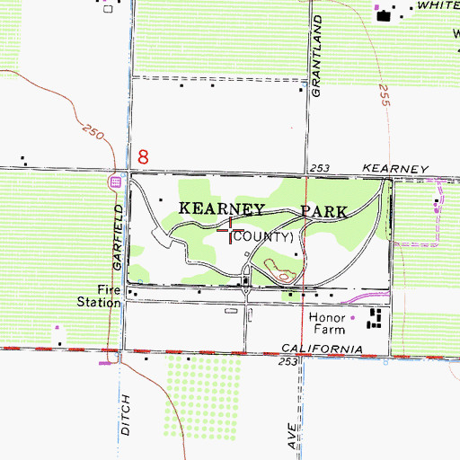 Topographic Map of Kearney Park, CA