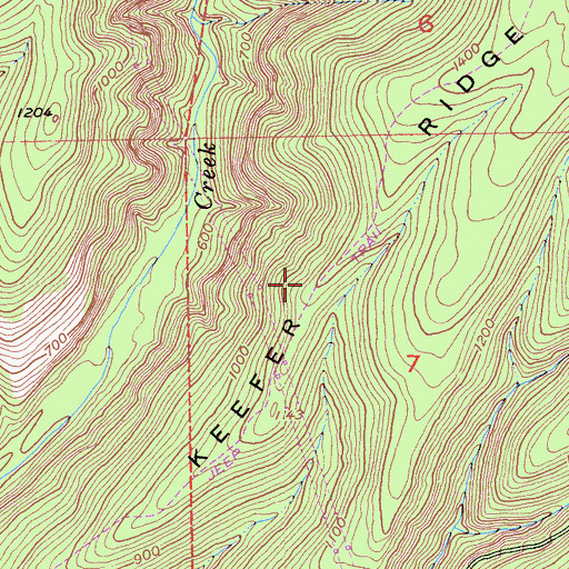 Topographic Map of Keefer Ridge, CA