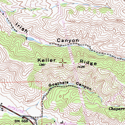Topographic Map of Keller Ridge, CA
