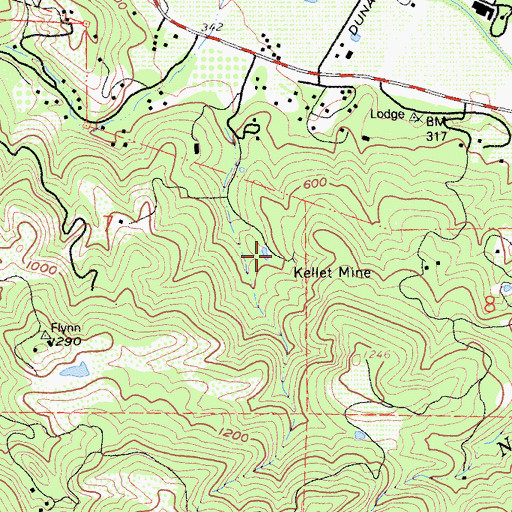 Topographic Map of Kellet Mine, CA