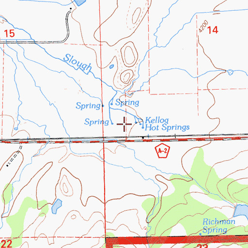 Topographic Map of Kellog Hot Springs, CA