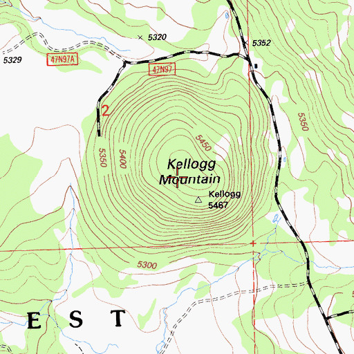 Topographic Map of Kellogg Mountain, CA
