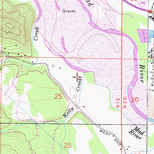 Topographic Map of Kelly Creek, CA