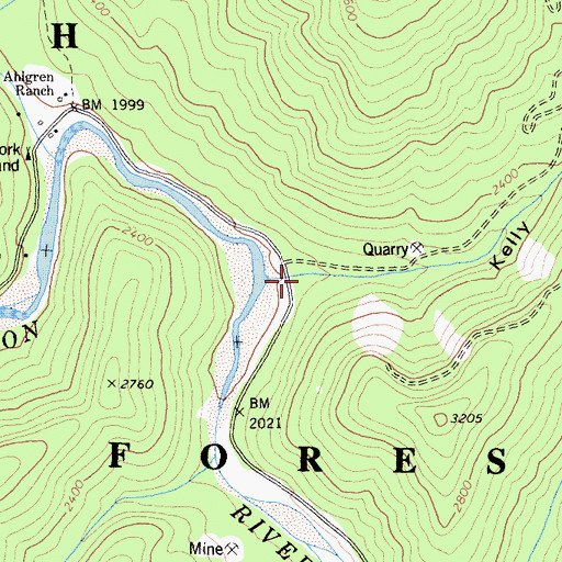 Topographic Map of Kelly Gulch, CA